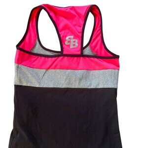 BELEN BERBEL neon pink gray black racerback tank top Women S